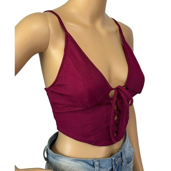 Urban Outfitters UO Rina Triangle Cami Burgundy Red Corset Top Size XS - Picture 6 of 14